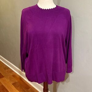 NWT Talbots Purple Scalloped Crew Neck Sweater
